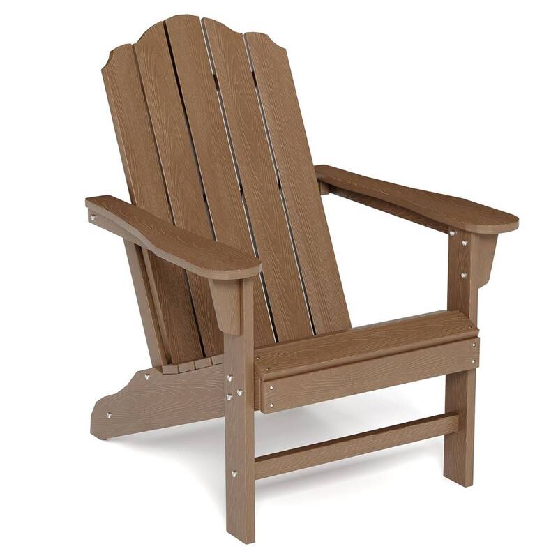 HDPE Adirondack Patio Chairs for Garden, Deck, Backyard, Poolside - Brown
