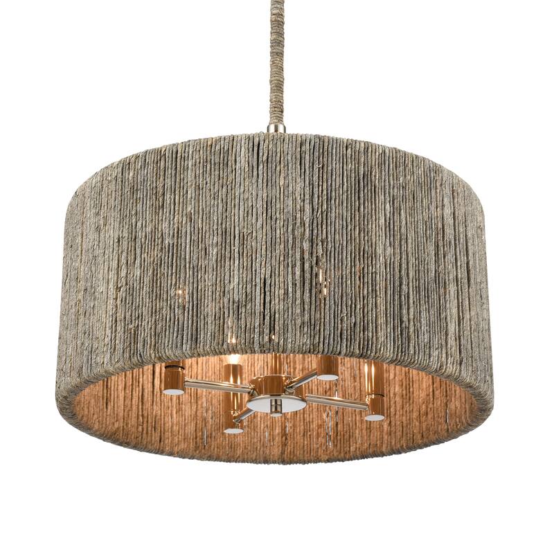 Elk Home Abaca Polished Nickel With Rope Shade 4 Light Chandelier