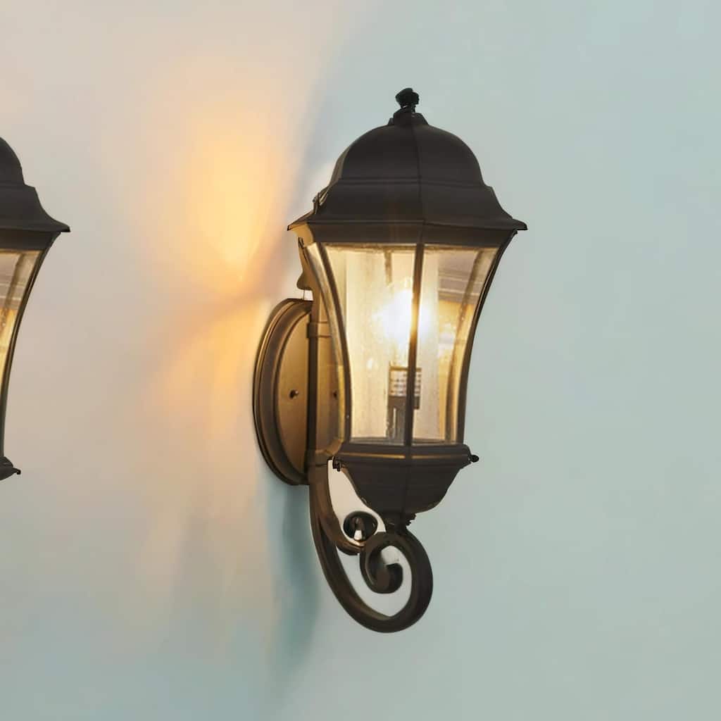 27" Outdoor Wall Lantern with Dusk-Dawn Sensor & Bubble Glass, 1-Pack