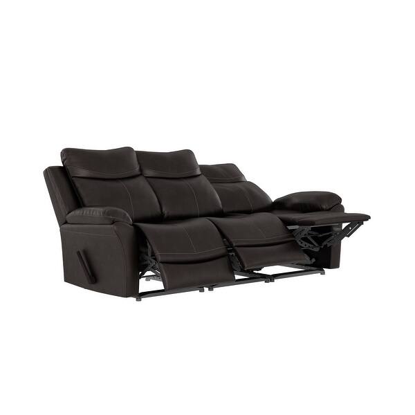 slide 3 of 7, Copper Grove Peqin 3-seat Faux Leather Recliner Sofa Coffee Brown