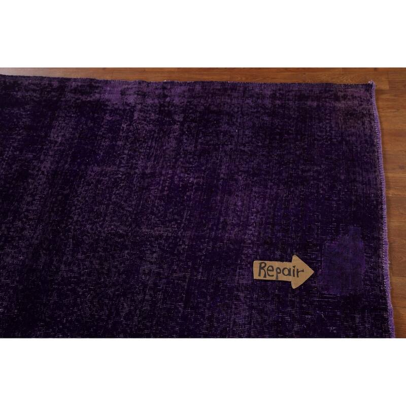 Purple Anatolian Turkish Vintage Area Rug Handmade Wool Carpet - 8'0" x 11'5"