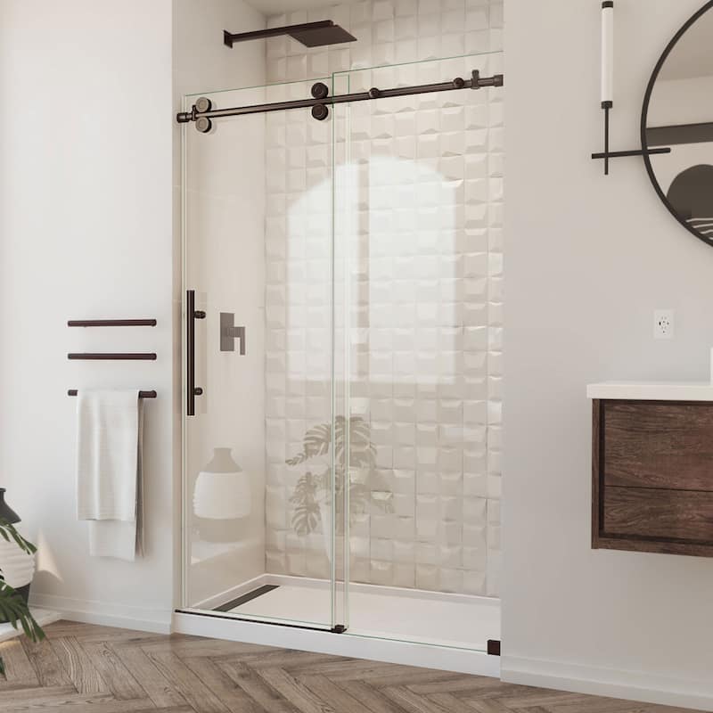 DreamLine Enigma-XO 44-48 in. W x 76 in. H Fully Frameless Sliding Shower Door - 44" - 48" W