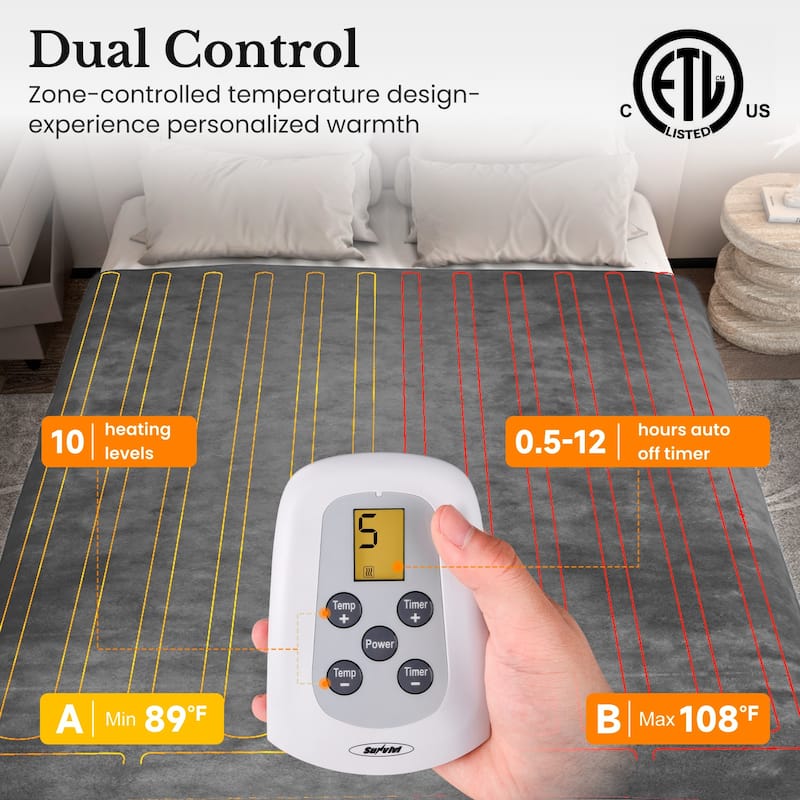 Electric Flannel King Queen Throw Heated Blanket