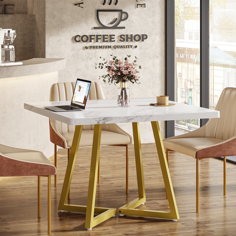 Square Dining Table for 4, 31.5" Industrial Dinner Table for Small Space