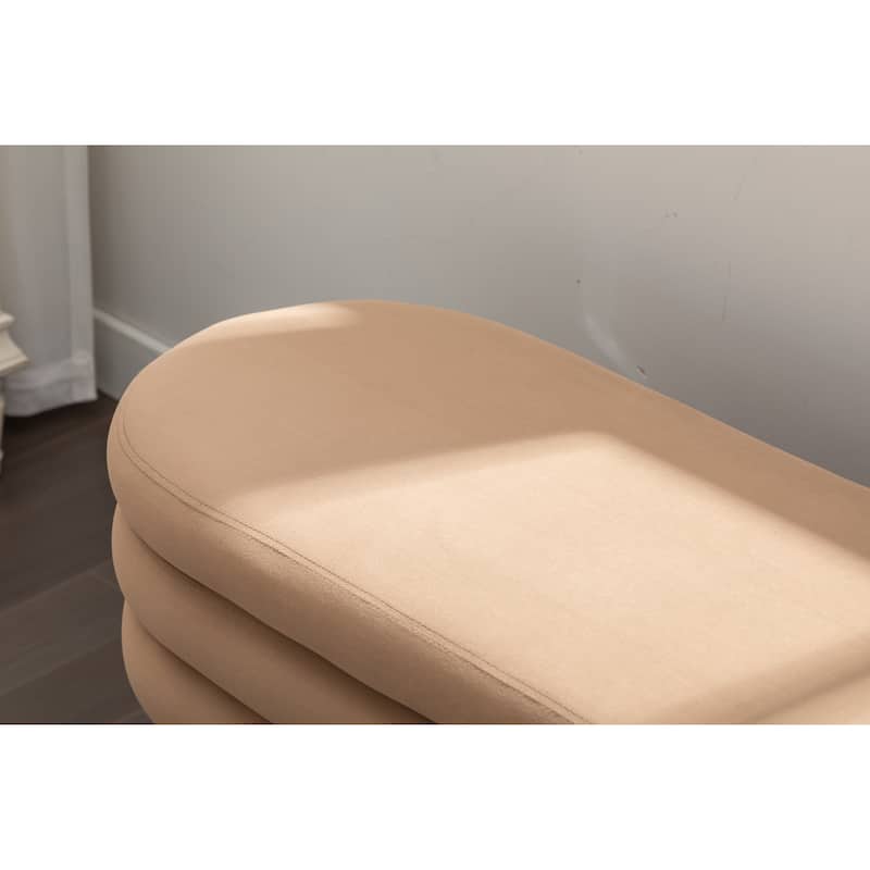 Velvet Fabric Storage Bench with Wood Legs