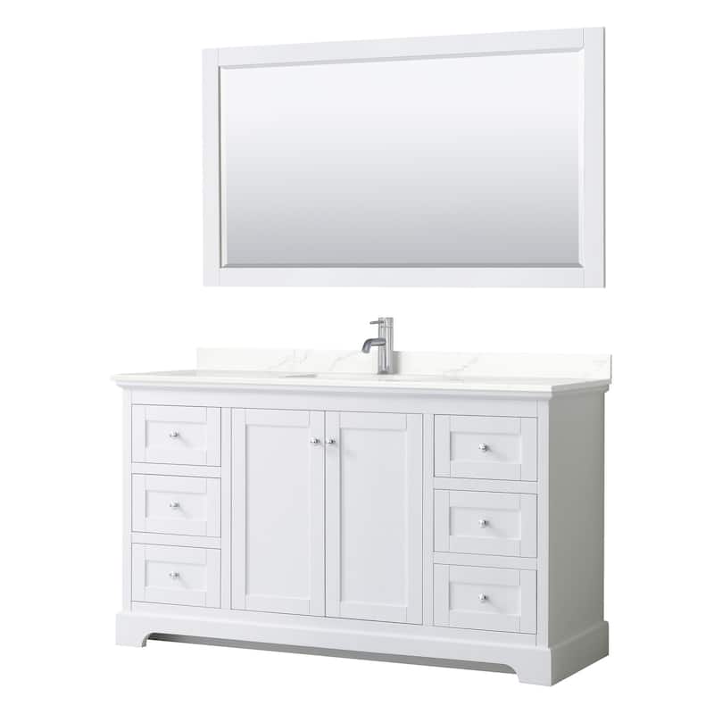 Wyndham Collection WCV232360S-QTZ-UNSM58 Avery 60" Free Standing - White / Giotto Quartz Top / Polished Chrome