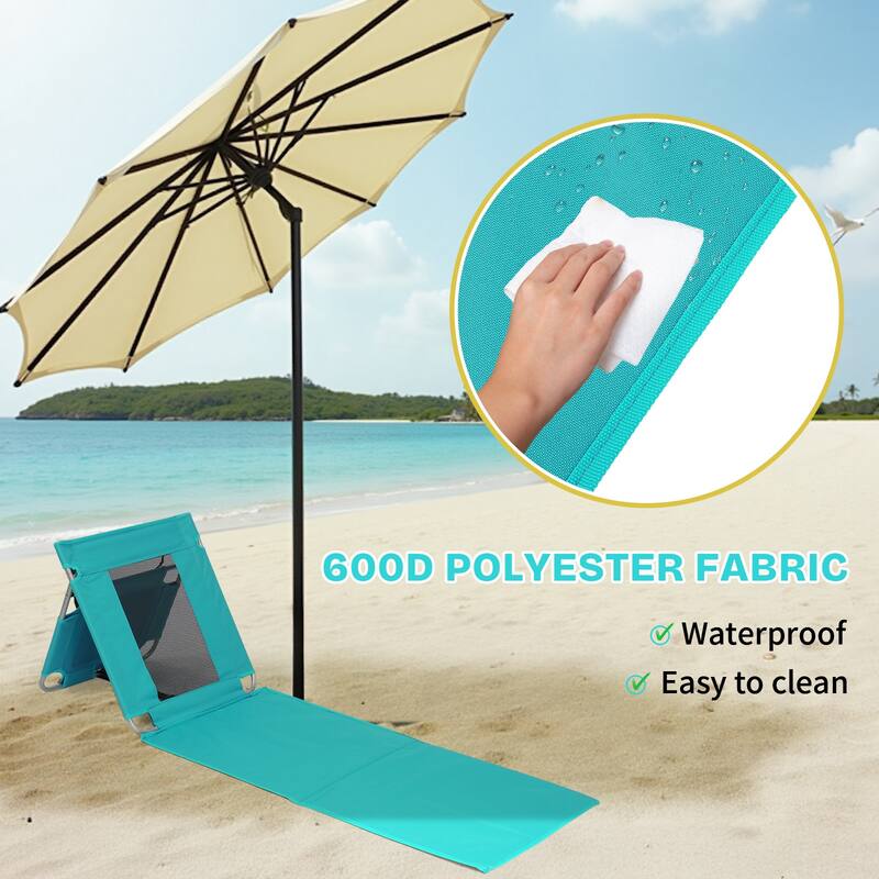 Foldable Beach Lounger, Lightweight Beach Mat Lounge Chair with Breathable Mesh Back