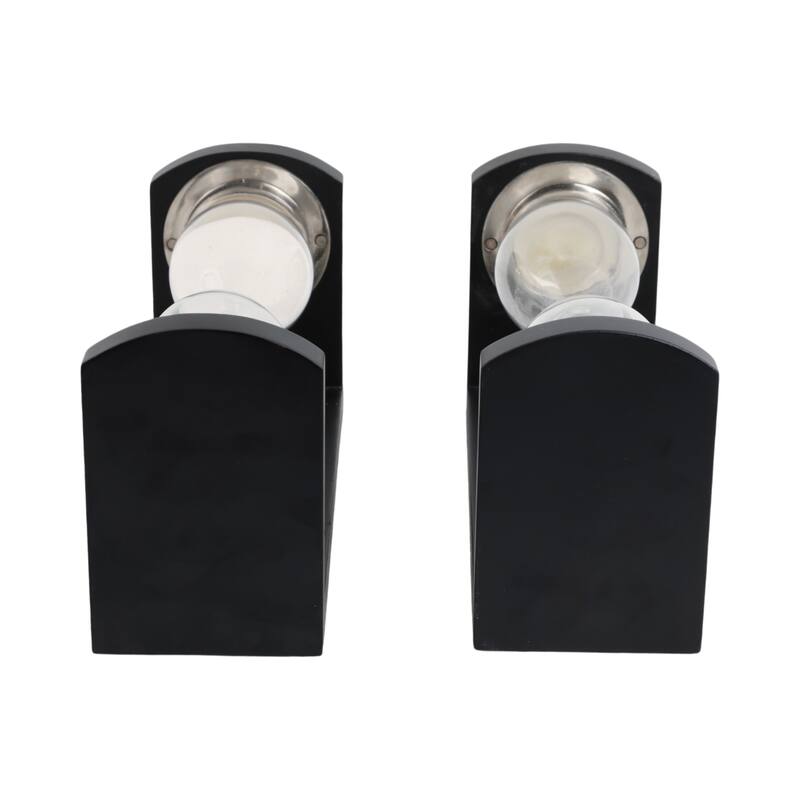 Decorative Hourglass Sand Timer Bookends - Set of 2, 10", Black - 11.0"