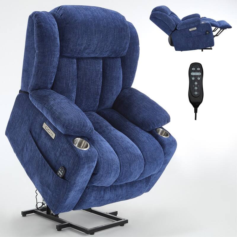 Power Lift Recliner Chair, 350 LBS Capacity, 8-Point Massage & Heat, USB Ports