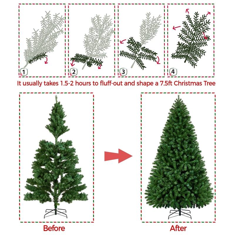 Yaheetech Pre-lit 4.5ft/6ft/7.5ft/9ft Spruce Artificial Christmas Tree with Foldable Stand, Green