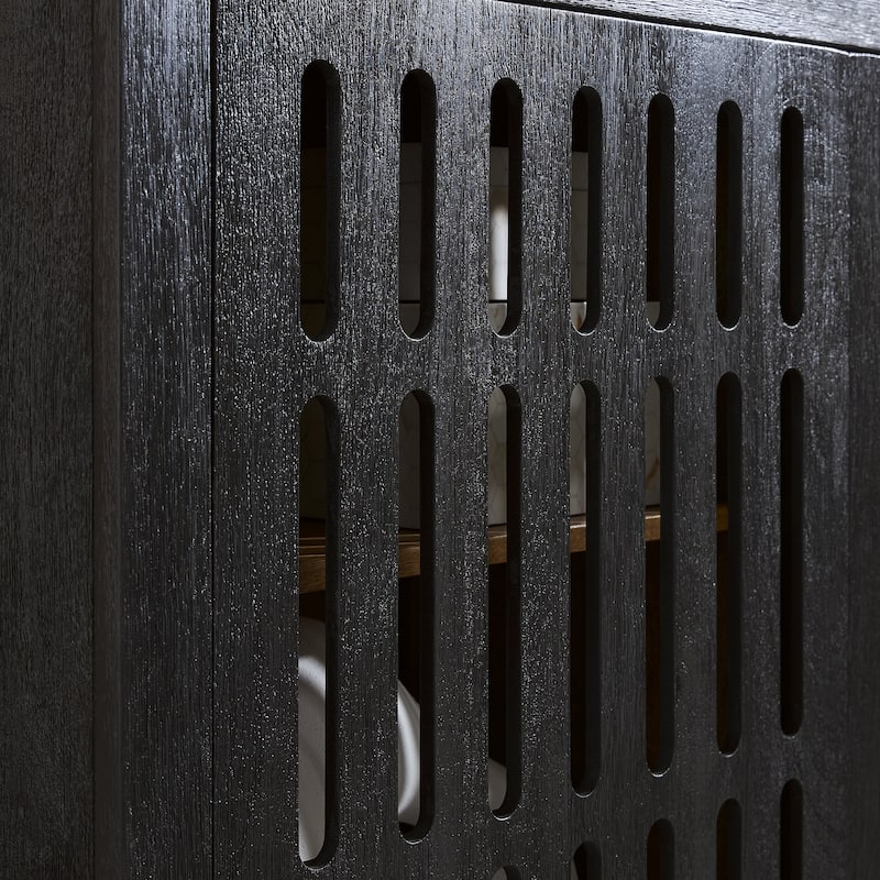 Signature Design by Ashley Vallisburg Black/Natural Accent Cabinet - 64" W x 15.88" D x 32.25" H