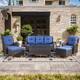 Option Brown Wicker Blue Cushion