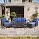 Option Brown Wicker Blue Cushion