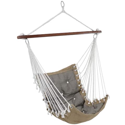Sunnydaze Tufted Victorian Hanging Hammock Swing - 300-Pound Limit - Gray