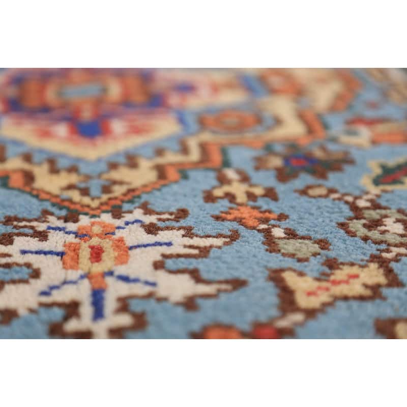 Light Blue Heriz Serapi Indian Rug Hand-Knotted Wool Carpet - 2'11"x 5'2"
