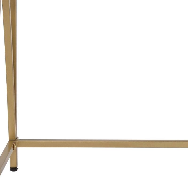 HomeRoots 50" White And Gold Wood and Steel Vanity Table With Two Drawers