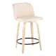 Option Cream Faux Leather/Round Black Footrest