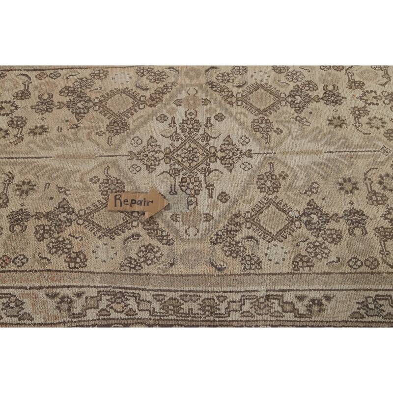 Hamedan Persian Vintage Runner Rug Handmade Geometric Wool Carpet - 3'3" x 9'9"