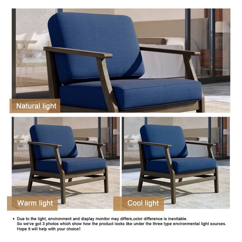 Outdoor Teak Wood Club Chairs with Cushions (Set of 2)