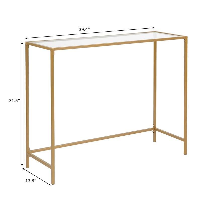 Modern Gold Frame 39.4" Entryway Console Table Glass Top