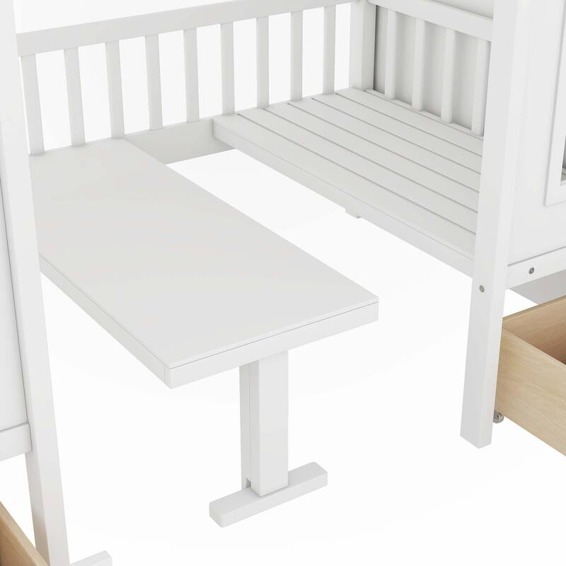 Twin-Over-Twin Bunk Bed with Changeable Table