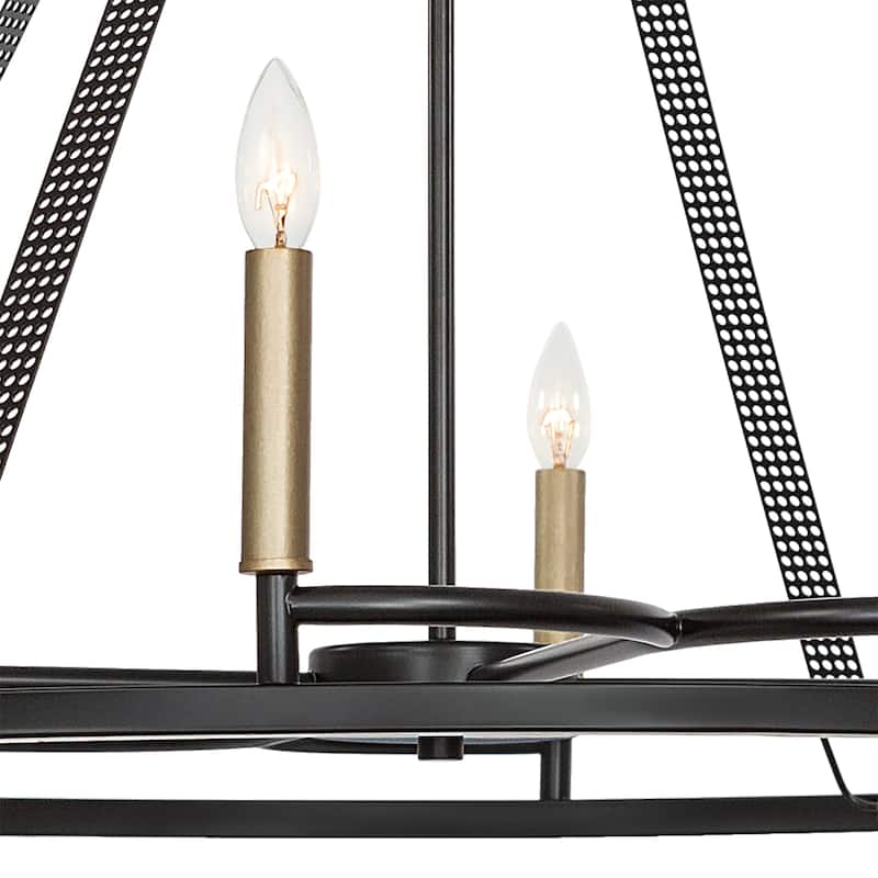 Modern 8 - Light Wagon Wheel Candle Style Chandelier - 36.22"x36.22"x31.69"
