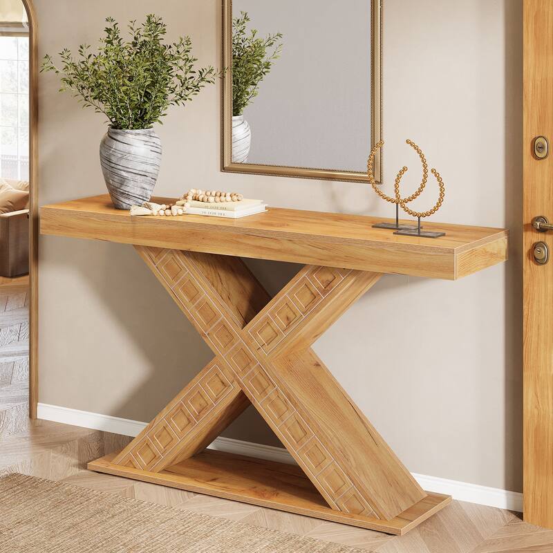 55 Inch Wooden Console Table for Entryway