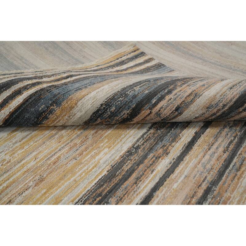 Machine Made Oriental Polyester Carpet Stripe Multi-Colored Distressed Area Rug - 7' 5'' X 5' 2''