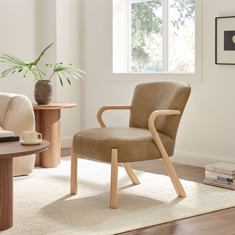 Arden Faux Leather Upholstered Accent Armchair - Toast