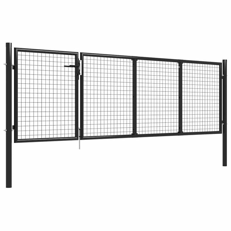 vidaXL Garden Gate Steel 137.8x29.5" Anthracite - 137.8 x 49.2"