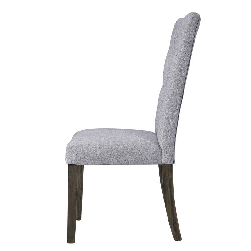 Grey and Grey Oak Side Chair with Button Tufted (Set of 2)