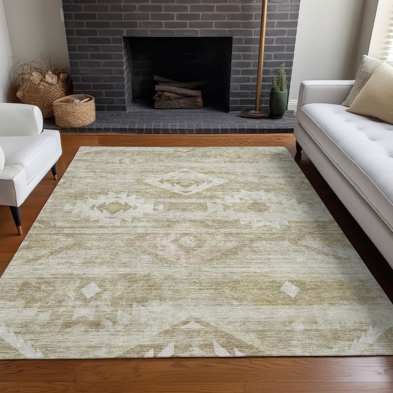 Premium Washable Super Soft Tribal Boho Mayfield Rug - Taupe - 5' x 7' 6" - Rectangle