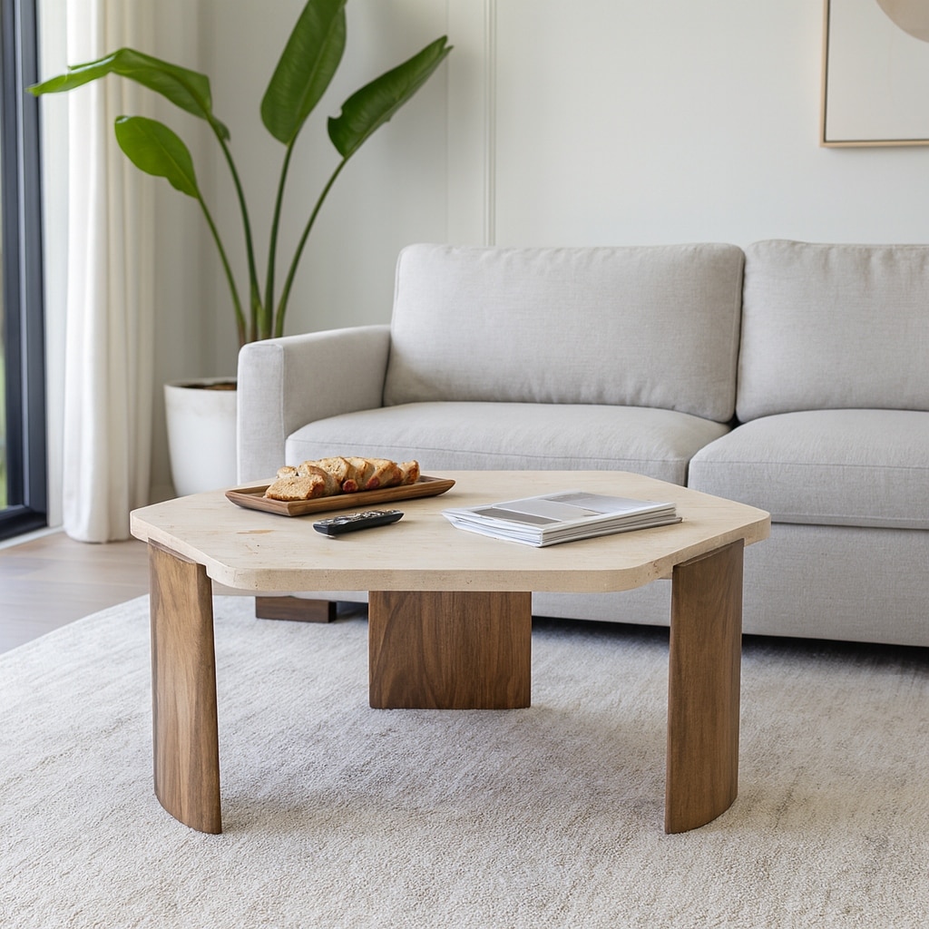 Mango Wood Hexagon Coffee Table - Brown, 32" - 32.0"