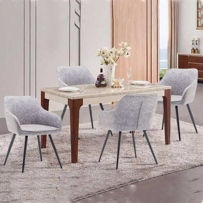 Dining Chairs set of 2 ,Faux Leather Accent Arm Chairs for Living Room Leisures/ Upholstered Chair with Metal Legs Set of 2