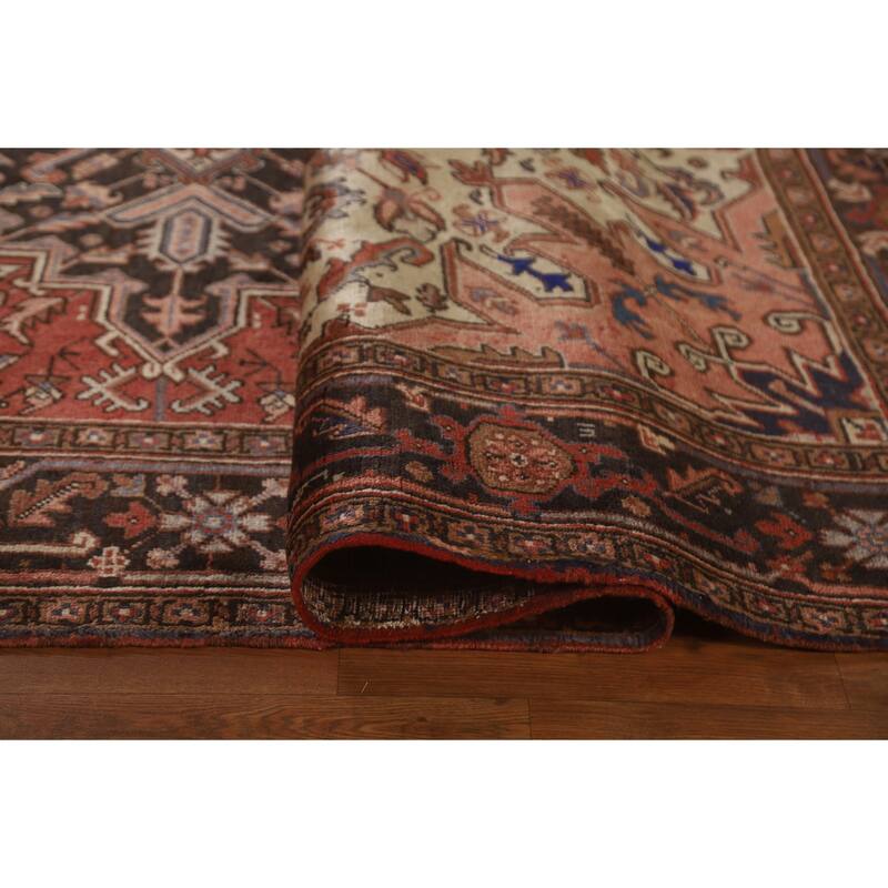 Traditional Geometric Heriz Persian Area Rug Hand-knotted Wool Carpet - 8'0" x 11'1"