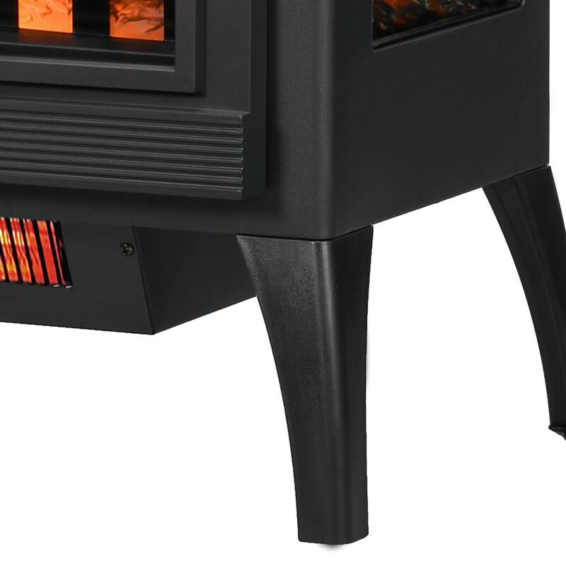 24" Electric Fireplace Stove, Freestanding Infrared Heater with Adjustable Temperature, Realistic Flame,Overheat Protection