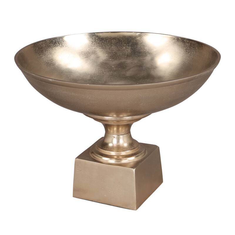 Aluminum Decorative Bowl Modern Pedestal Base Home Decor - 15" Gold - 20" x 20" x 15"