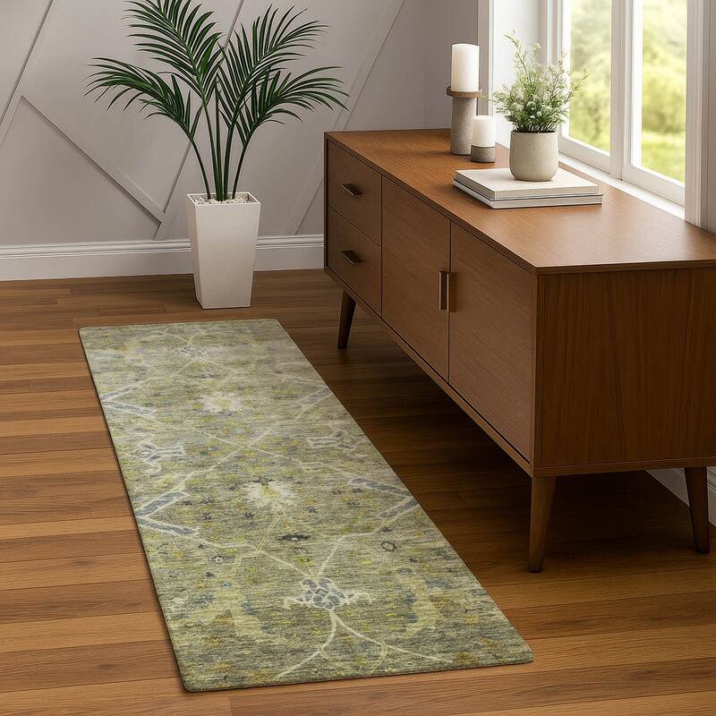 Machine Washable Indoor/ Outdoor Vintage Traditional Chantille Rug