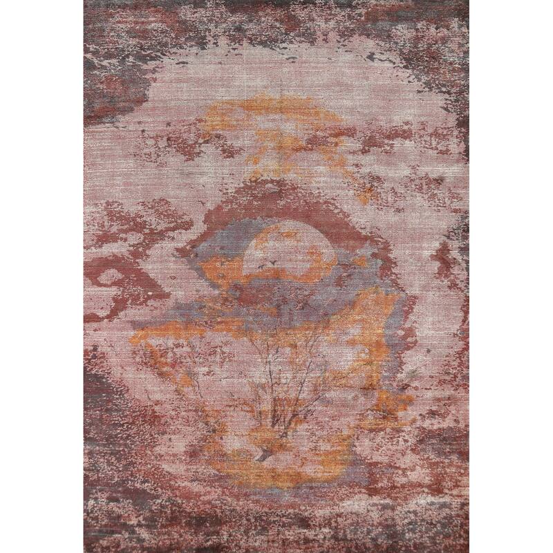 Landscape Modern Abstract Indian Area Rug Handmade Wool Carpet - 8'3"x 11'8"