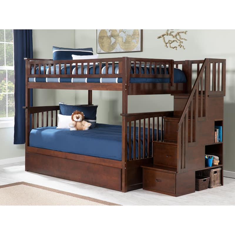 Columbia Staircase Bunk Bed Full over Full with Full Trundle