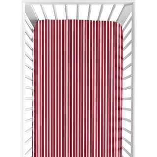 Sweet JoJo Designs Vintage Aviator Red Stripe Fitted Crib Sheet