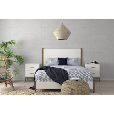 Alpine Furniture Madelyn Wood Panel Bed in White