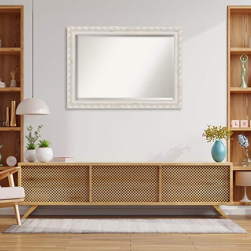 Opera Off White Beveled Wood Framed Wall Mirror - Opera Off White