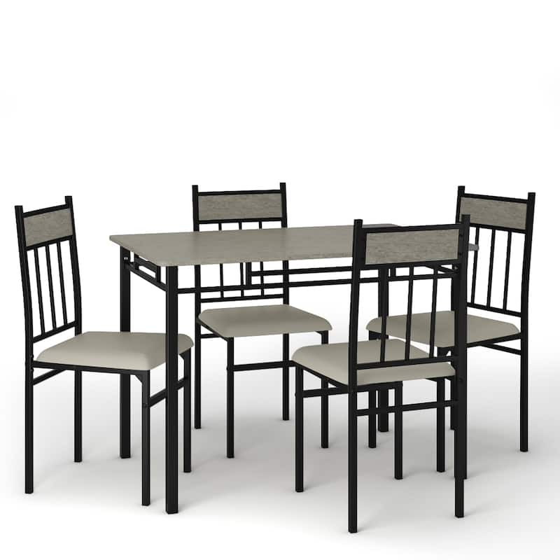Costway 5 Piece Faux Marble Dining Set Table and 4 Chairs Kitchen
