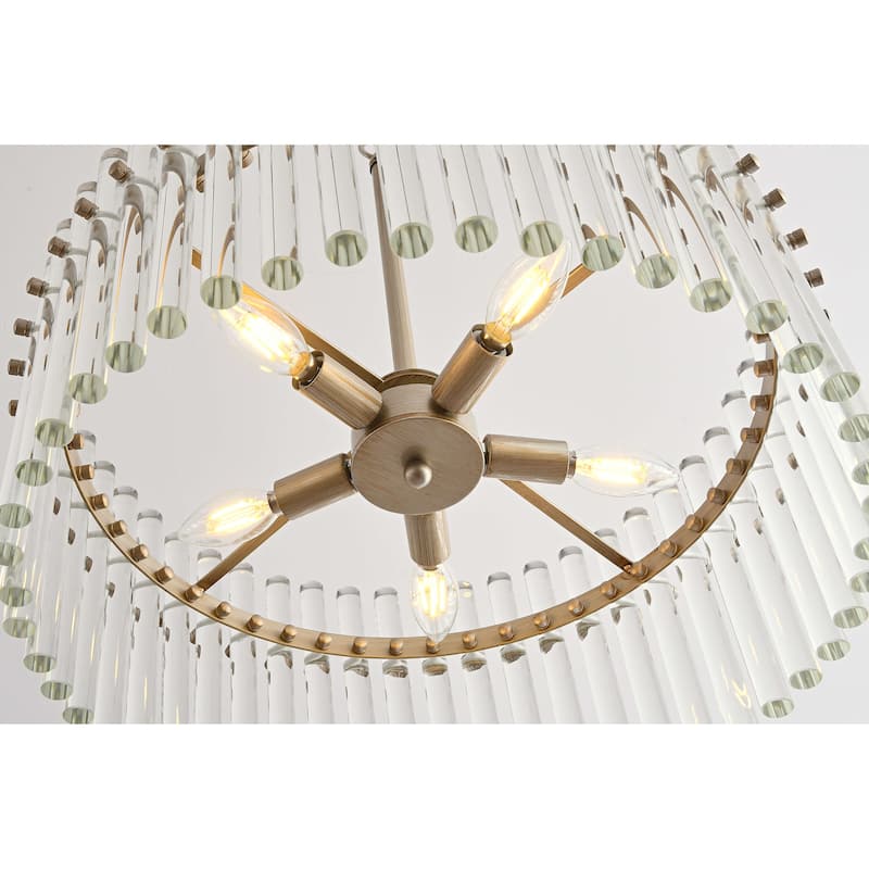 Casandra Brushed Champagne Silver 5-light Crystal Chandelier