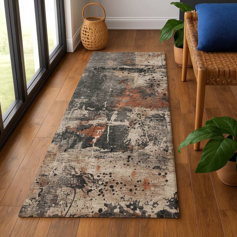 Premium Washable Super Soft Abstract Modern Mayfield Rug - 2'3" x 7'6" - Taupe