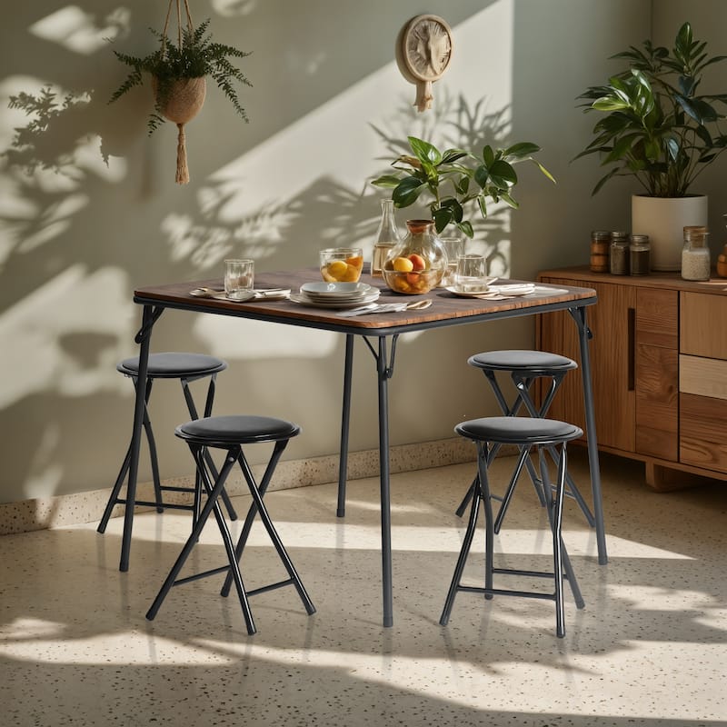 Industrial Style Dining Table - 31.6 x 31.6 x 27.8 Inches, Wooden Top with Black Metal Frame, Ideal for Home and Office Use