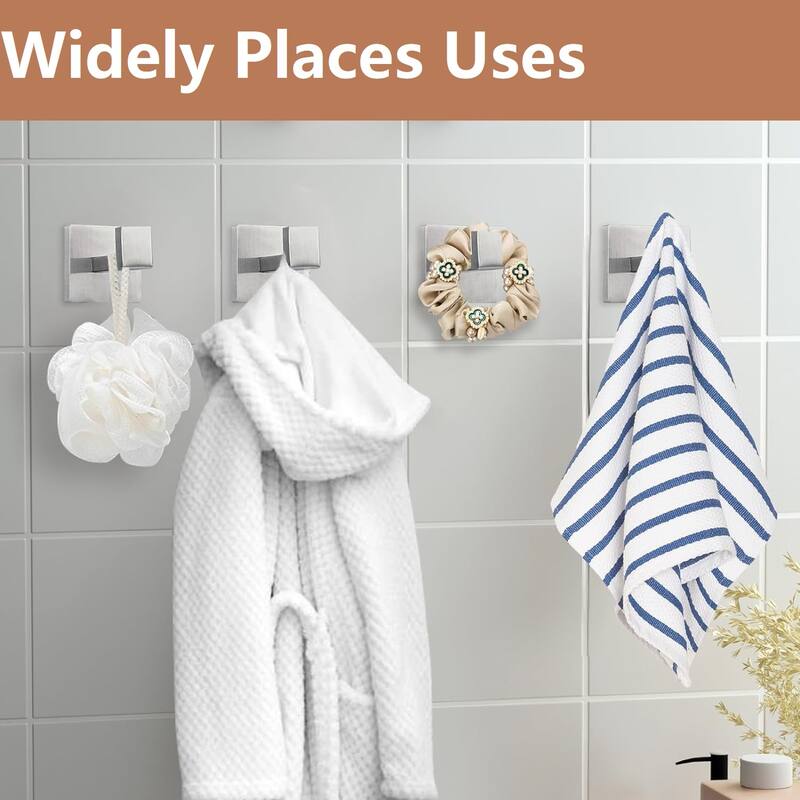 Towel Hooks for Bathrooms,SUS 304 Stainless Steel Coat Hook,Heavy Duty Towels Holder Hooks,6- Pack