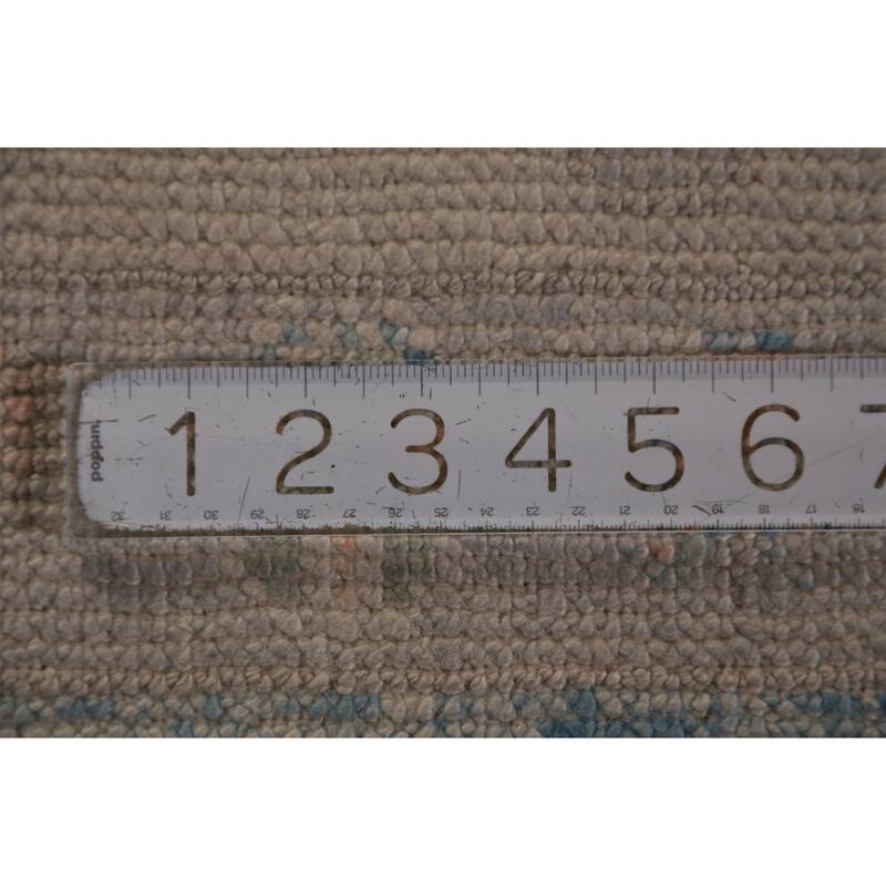 Hand Knotted Oriental 100% Wool Carpet Transitional Geometric Navy Blue & Blues Oushak Area Rug - 12' 3'' X 9' 0''