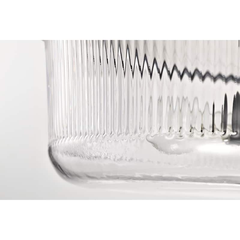 Grayson Large Flush Mount Matte Black Finish Clear Ribbed Glass - Matte Black